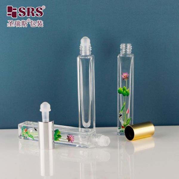 GB2 Square Luxury Leak Proof Paint Color Empty Glass Roll On Bottle For Essential Oil