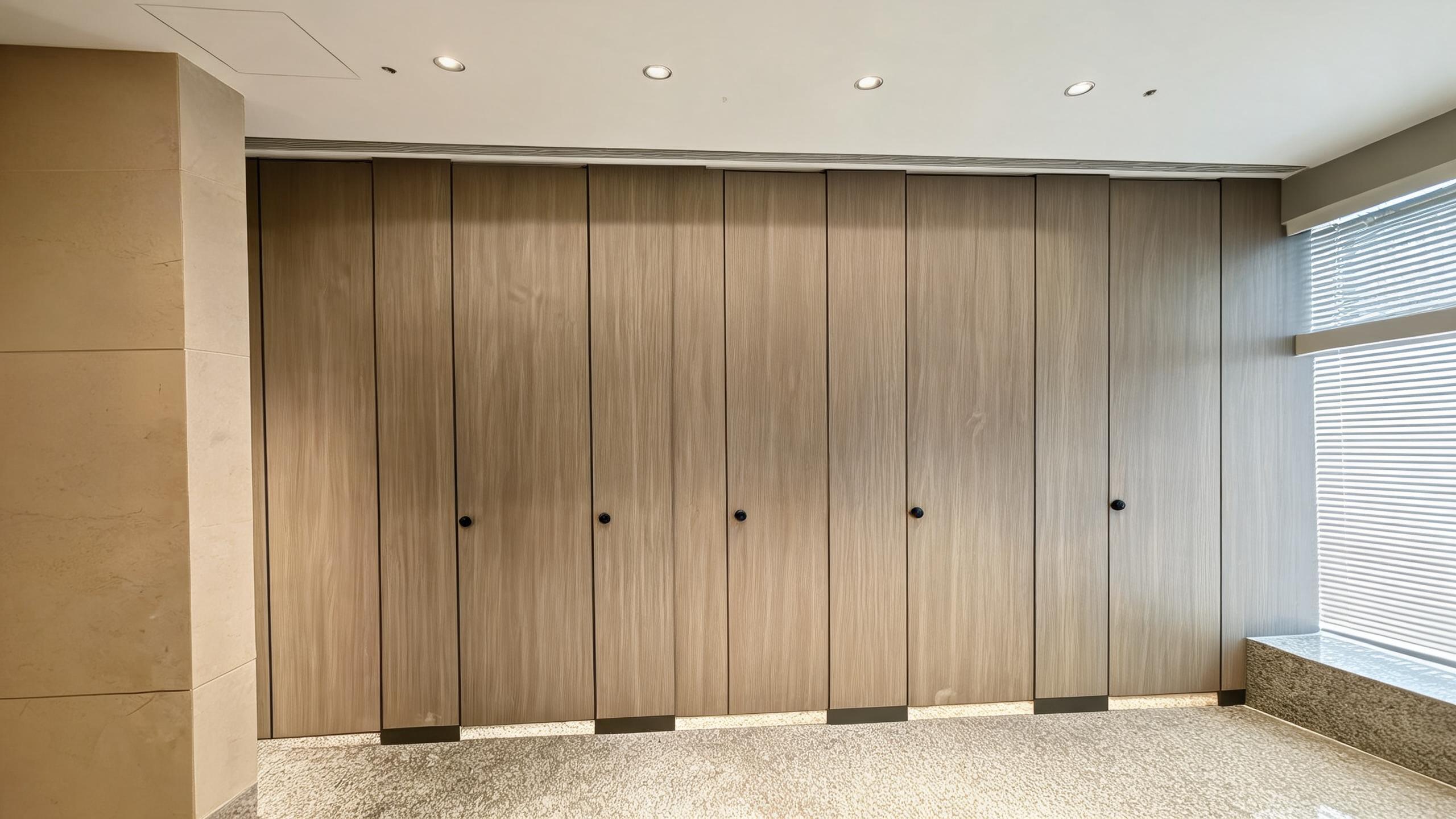 ffice Building Toilet Partition, Compact Laminate HPL Commercial Washroom Stalls