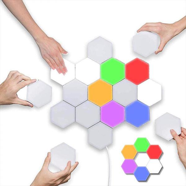 LED Modular Night Light Creative Touch Lamp with Hexagonal Quantum Design and Control