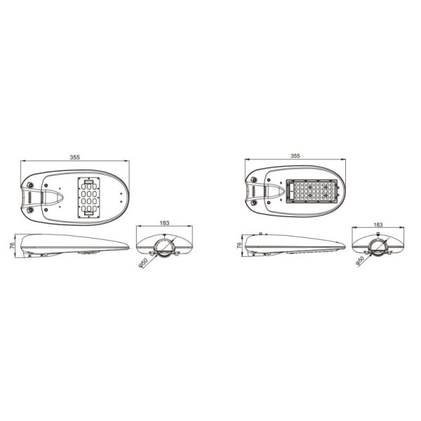 Excellent heat dissipation Aluminum Led Housing For Road Light 30W / 50W / 75W