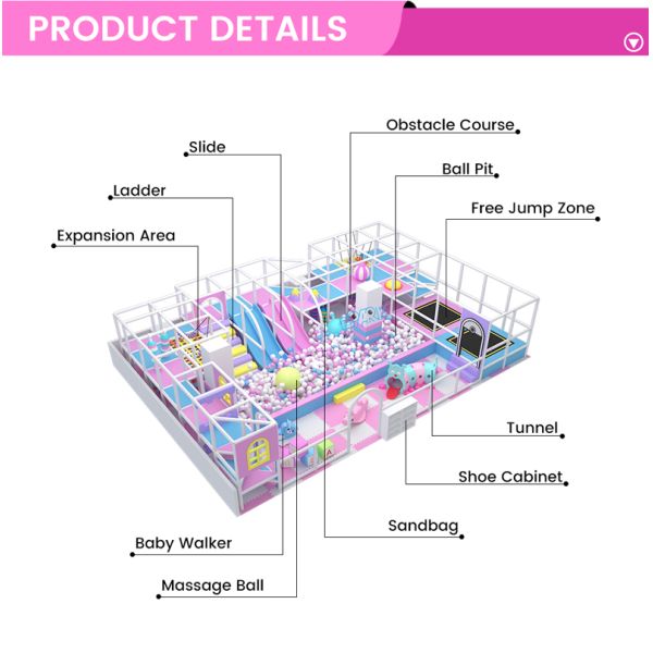 Soft Playground Park 102㎡ – Customizable Pink Indoor Play Area