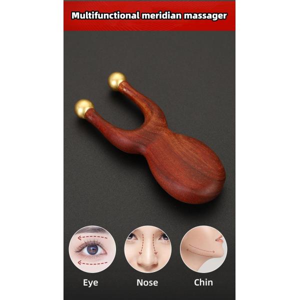 Body Healthcare Massage Function Brass Sandalwood Manual Acupressure Reflexology Massage Guasha Tool For Eye Nose Ear Care