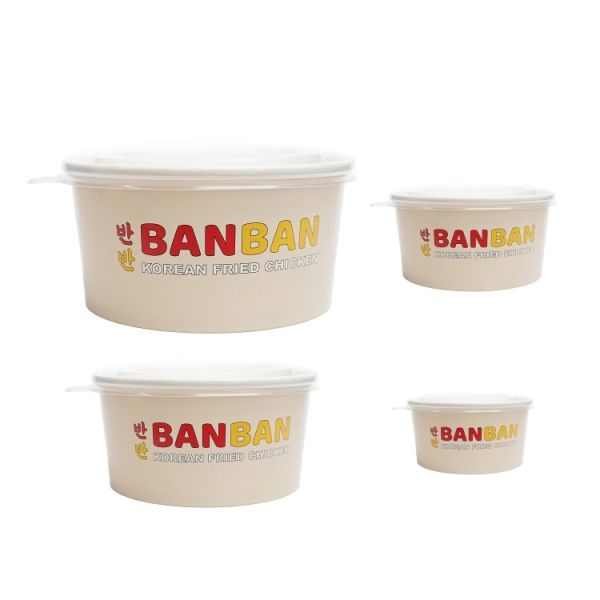 Customized eco-friendly biodegradable fast food takeaway kraft paper salad fried chicken paper bowl