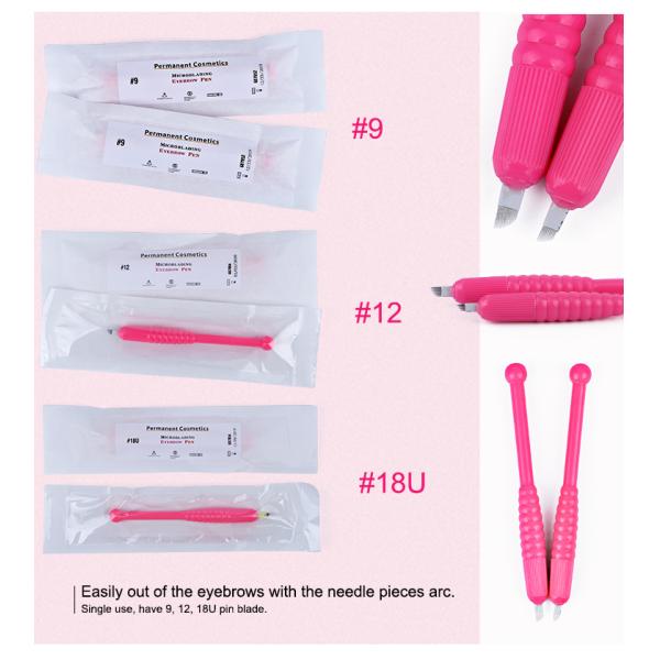 Pink Disposable Manual Tattoo Pen with Cap , 3D Embroidery Microblading Eyebrows Tool