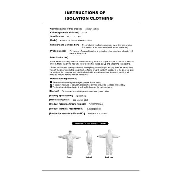 protective clothing protection suit ,Isolating Protective Suits Disposable Coverall Chemical Non Woven