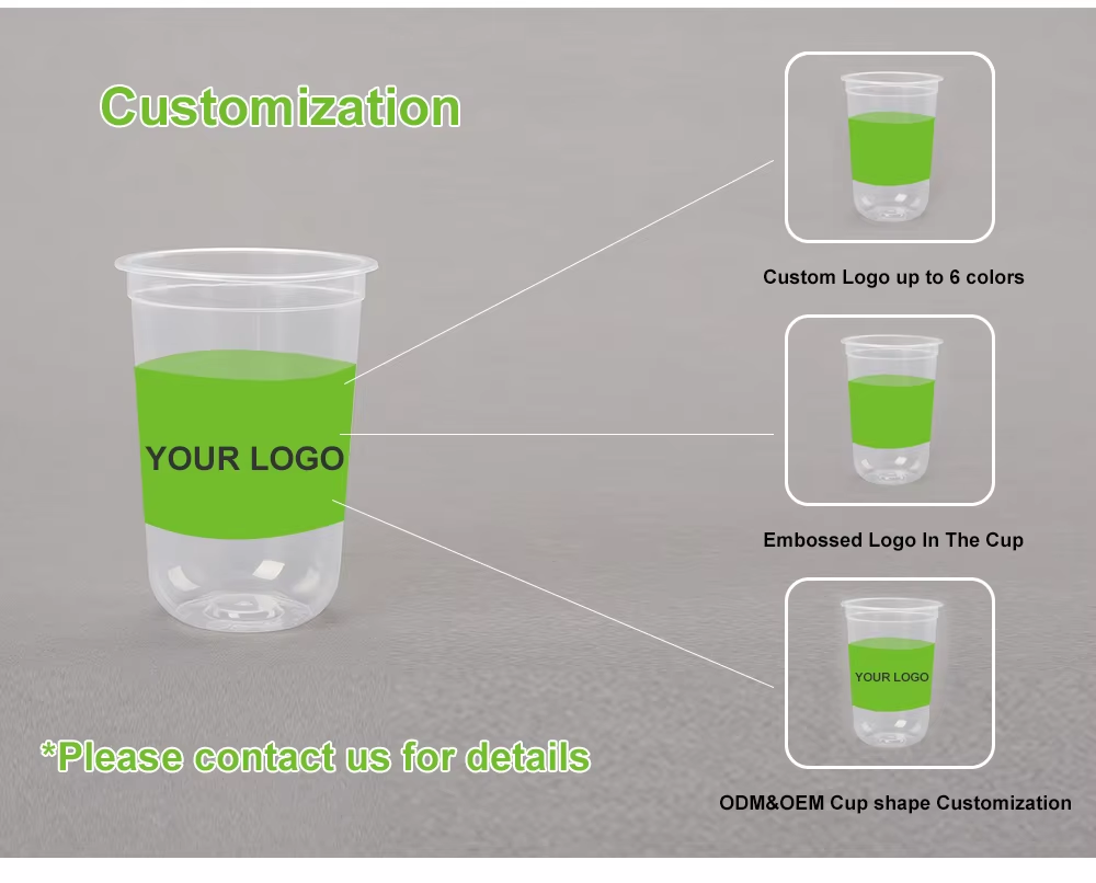 380ml 500ml 700ml Frosted PP Plastic Tea Cups Eco Friendly Disposable Cups