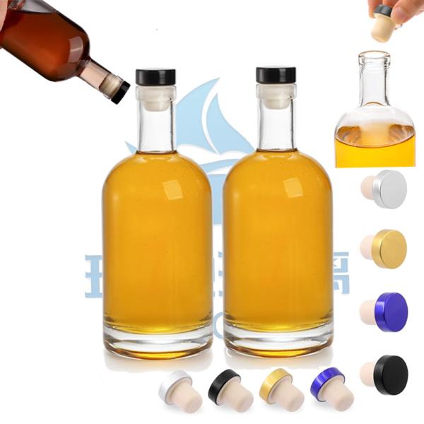 Hot Stamping High Flint Luxury Vodka Spirit Liquor Rum Tequila Brandy Whisky Wine Glass Bottle for Cap