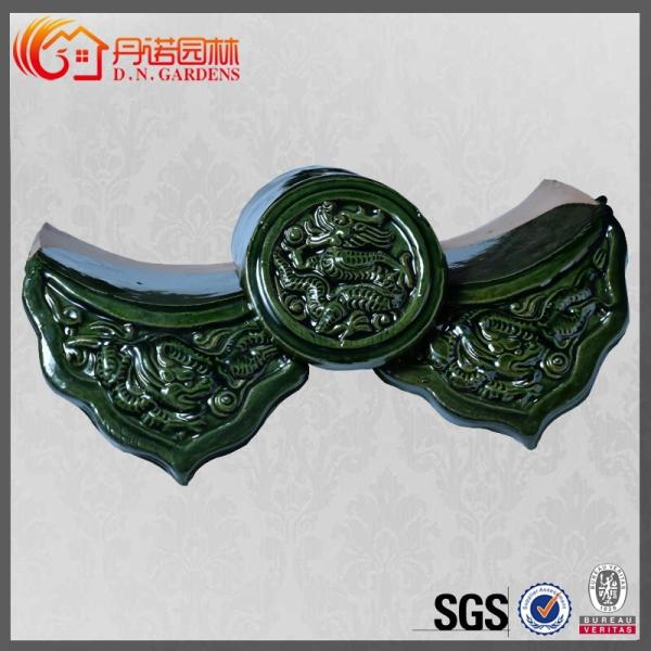 Asian Buddhist Chinese Roof Ornaments Glazed Temples Decoration Golden Yellow