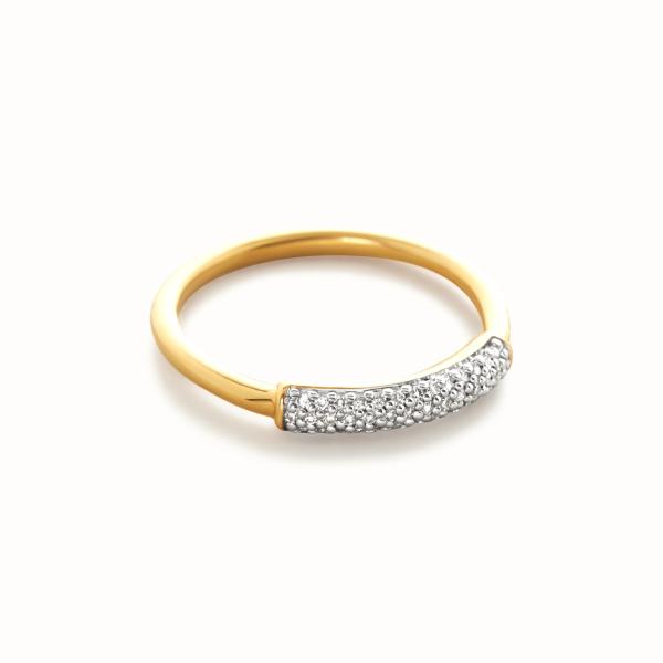 925 plata esterlina 18K dorado CZ anillo de apilamiento para mujeres