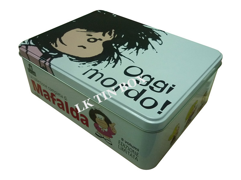 Premium Large Rectangular Metal Tin Box With Double sides Print With Flush Lid