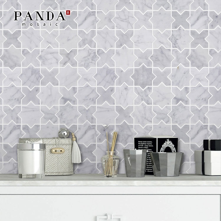 Kitchen Backsplash Stone Mosaic Tile Irregular Italy White Natural Floor Ceramic
