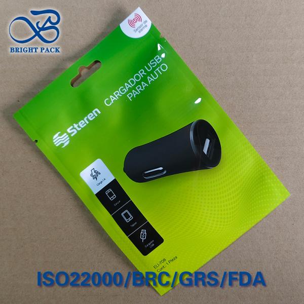 Embalaje de cargador de automóvil de doble USB PET / PE de alta barrera CE / RoHS certificado
