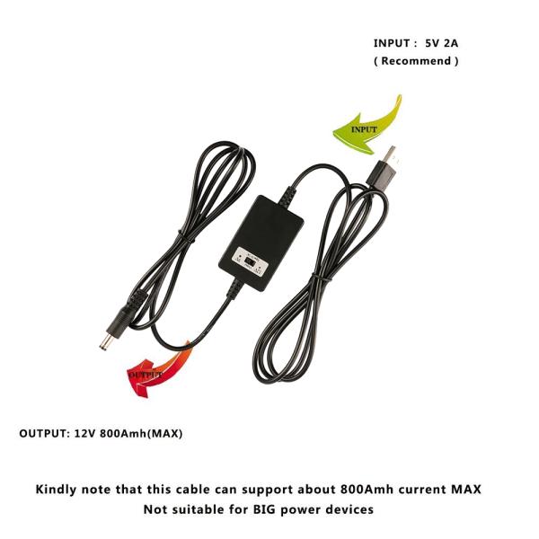 2A Corrente de saída 1,5m USB A macho para DC5521 Convertidor 12V DC para 5V/9V/12V Step Up Cable