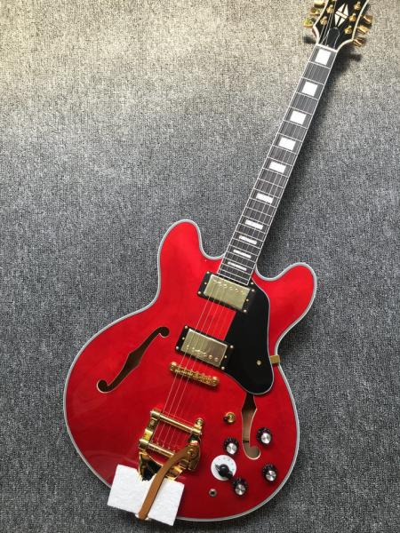Classic Red ES 335 Jazz Guitar bigsby tremolo system ebony fingerboard electric Jazz Guitar free shipping