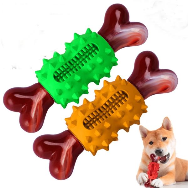 Rubberized Chewing Bone Dog Toy Tooth Grinding Tooth Cleaning