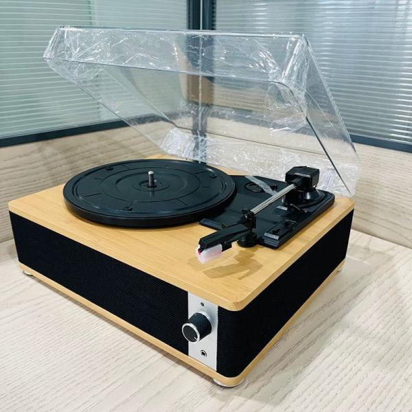 Vintage Vinyl Bluetooth Speaker Retro Design 3 Speed Record Player Speaker With Dust Cover