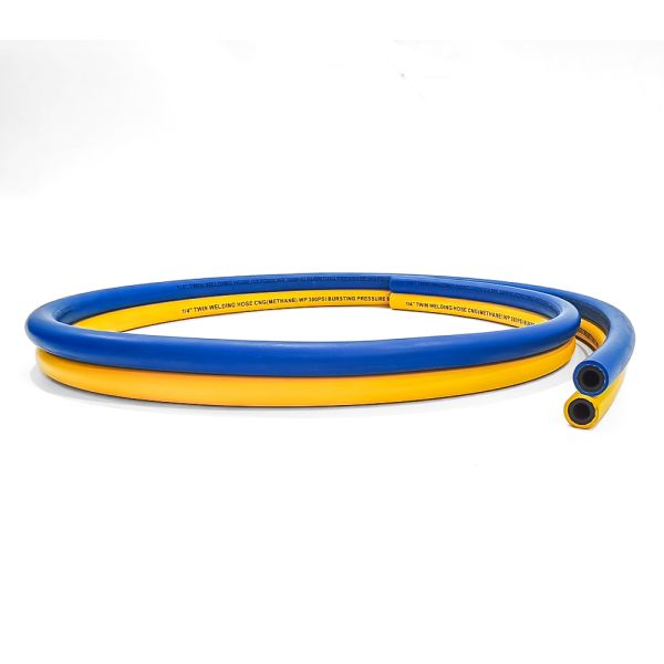 Heavy Duty Twin Welding Hose with Fiber Braided Reinforcement and EN ISO 3821 Certification for Oxygen Acetylene Applications