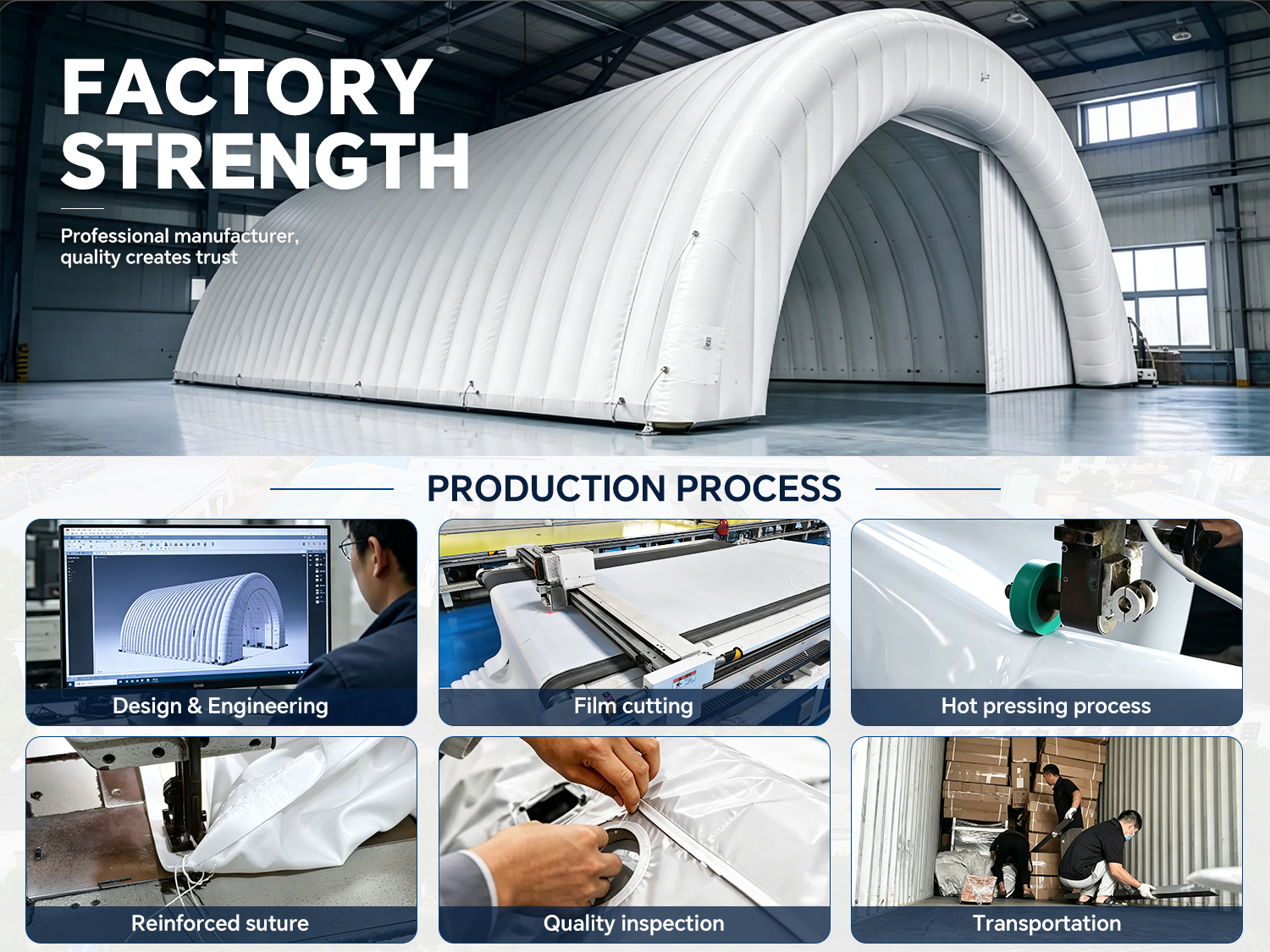 Giant Inflatable Aircraft Hangar Sealed Air Rib Portable Hangar Tent for Airplane Storage Maintenance and Aviation Projects