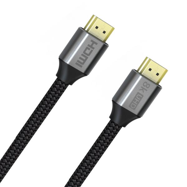 Cor preta trançada do cabo 6ft de 60Hz 48Gbps 30AWG 8K HDMI