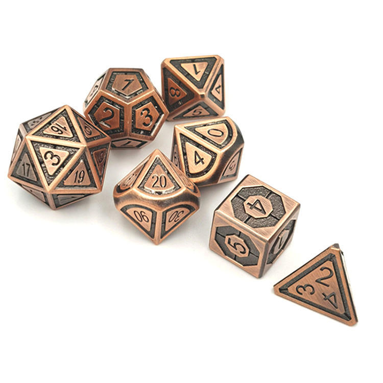 Customized Color Zinc Alloy Metal Dice Set - Durable Polyhedral RPG Dice for Tabletop Games