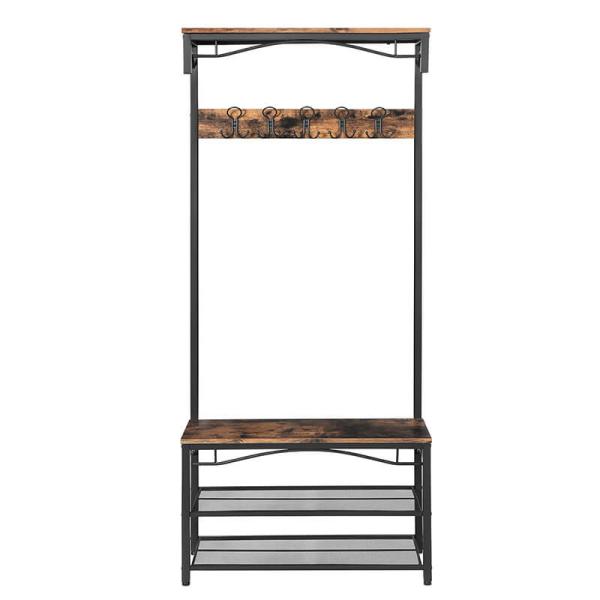 Hallway Coat Rack with Shoe Bench, Coat Stand with Storage Shelves, Coat Stand, HSR45BX