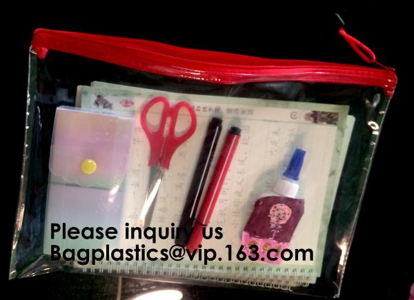 Waterproof Zippered File Bag PVC Mesh Organizer Storage Bag Durable File Bag for Office Stationery and Travel, bagease