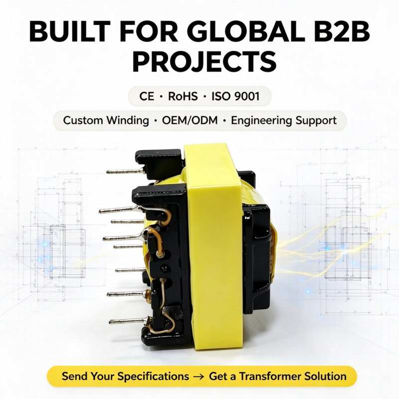 EF20 Model High Frequency Transformer with Ferrite Core for PCB Mount Compact Flyback Design