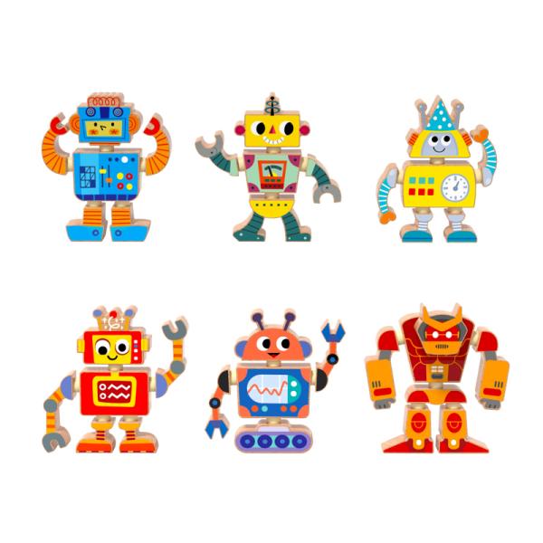 Wholesale Factory Robot Building Block Set Wooden Robot Assembly Toy Set Educational Gift for Kids Boys and Girls