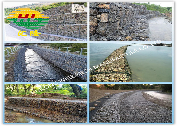Pvc ячеистой сети коробки 80x100mm 2x1x1m Gabion покрыл шестиугольный соткать