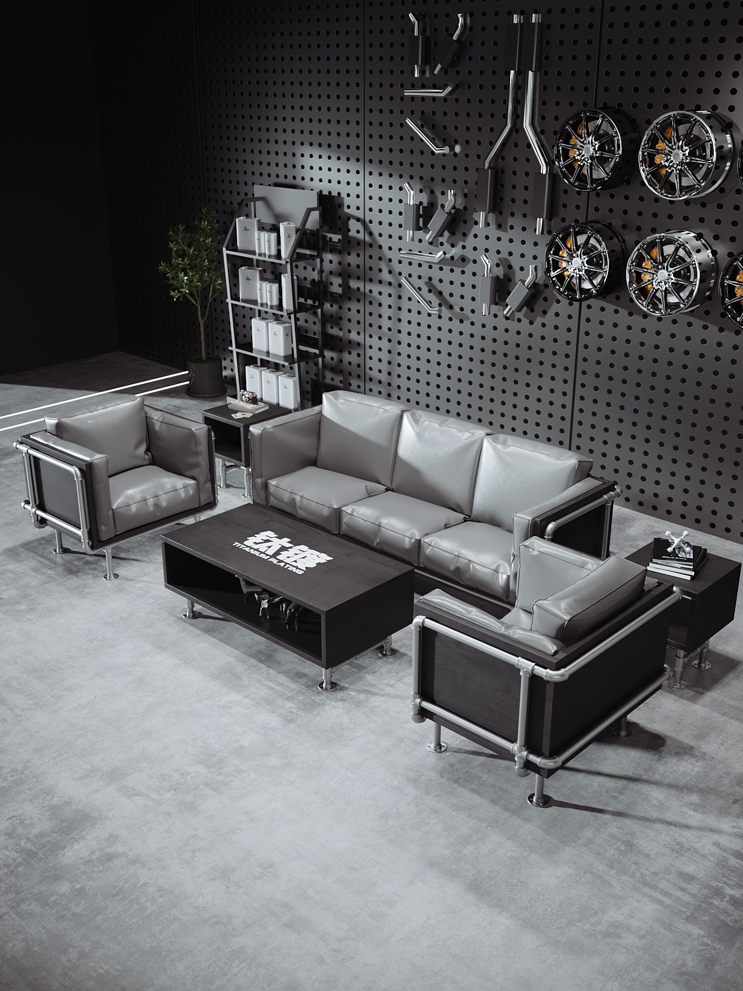 Industrial Metal Booth Sofa Set with 1mm Iron Plate and High-Temperature Spray-Painted Finish in Customizable Colors