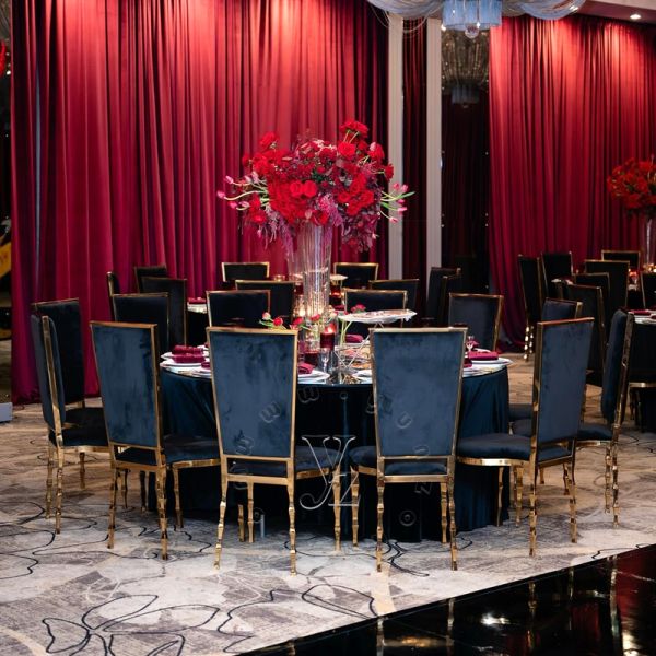 Wholesale Luxury Black Gold Romance Metal Banquet Chairs Unique Wedding Furniture for Hotel Event Dining Party Living Room Hall