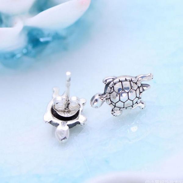 Retro Silver Earrings Tortoise Design (XH056431W)