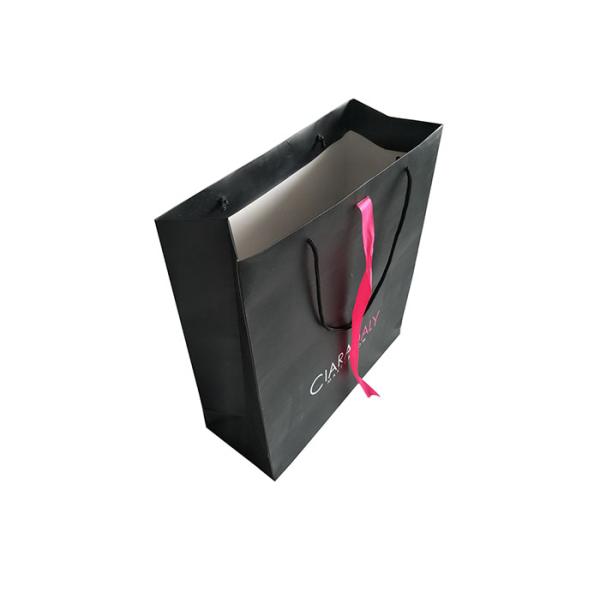 Fancy Glitter Retail Shopping Bags Ribbon Closure Glossy Lamination Sturdy