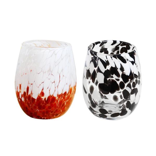 460ML Hand Blown Glass Candle Jar For For Home Decoration Wedding Artisan Leopard Printing Spotted Colored
