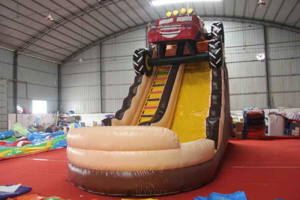Monster Truck Big Inflatable Slide PVC Material Made For Kids / Adults