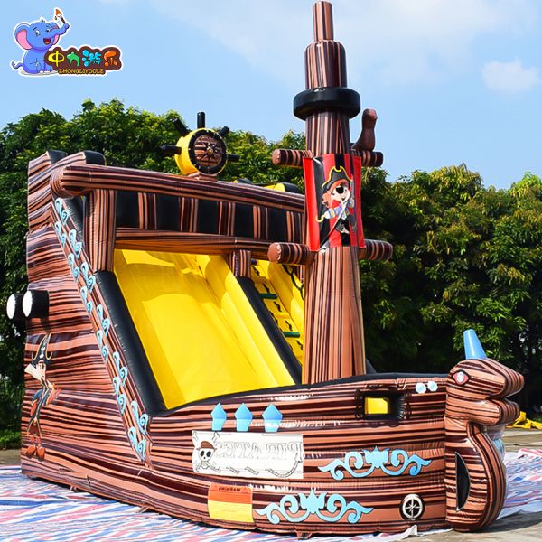 Outdoor Inflatable Pirate Ship Slide Inflatable Water Slide Castle Bouncy