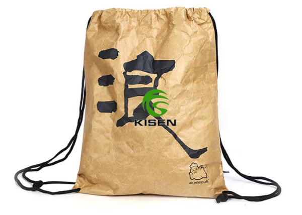 Durable Tyvek Tote Bag With Drawstring , Waterproof Brown Tyvek Paper Bags