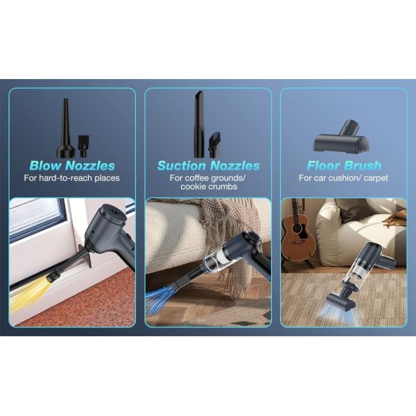 Portable Handheld Car Vacuum Cleaner 5500Pa Portable Mini Vacuum With Dual Mode