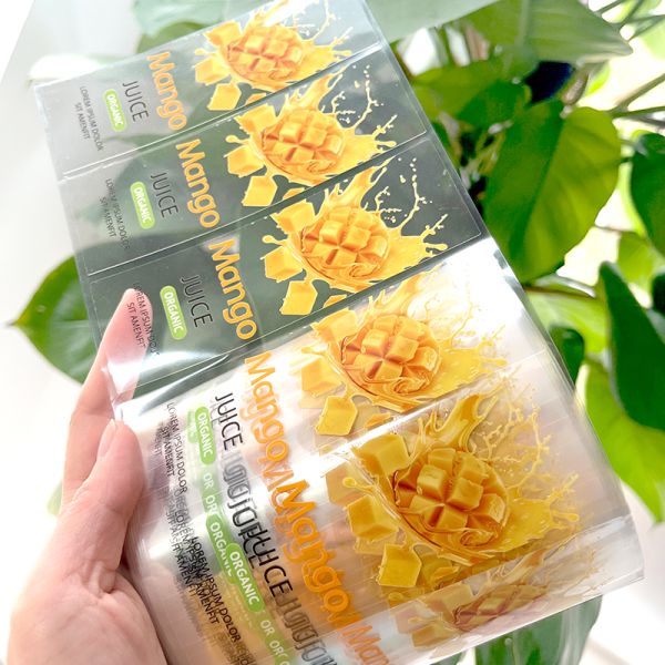 Custom Label Printing Waterproof Juice Bottle Packaging Printing Service Sticker Labels for Bottles Transparent Drink