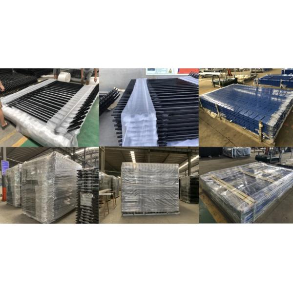 Аэропорт 6x8ft Металлическая ограждение Палсада порошок кованое железо Безопасность плоский верх