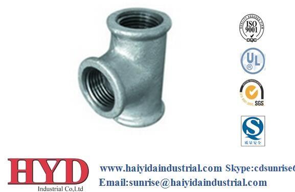 beaded TEE galvanized malleable iron pipe fitting cast iron UL factory