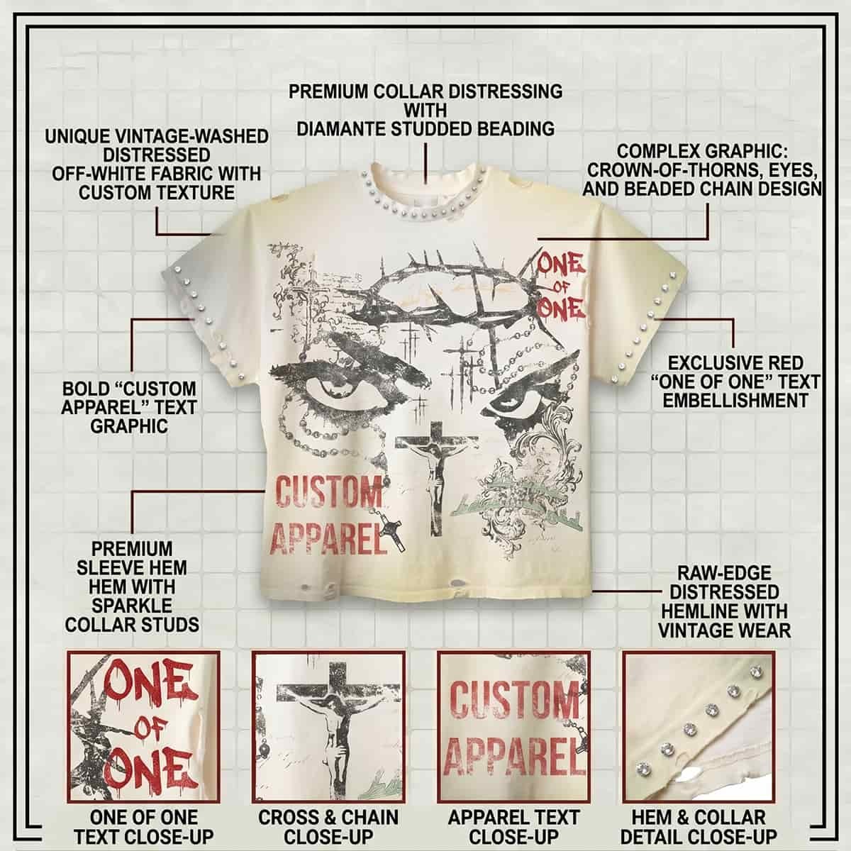 Custom Private Label Vintage Washed Rhinestone T Shirts For Men