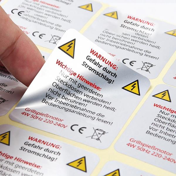 Oil Proof Matte Silver PVC Sticker Labels Custom Printed Strong Adhesive Labels