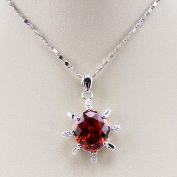 925 Sterling Silver Amethyst Cubic Zircon Pendant Jewelry (E06J)