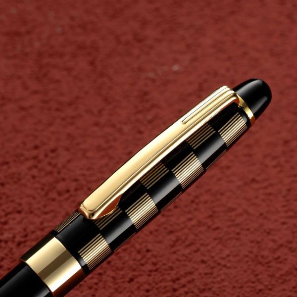 Grid Pattern Metal Ball Pen 1.0mm Black Ink Customizable