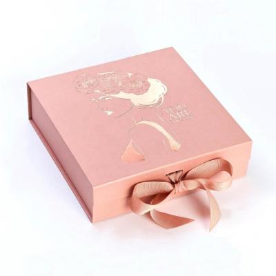 Caixa de presente de dobramento personalizada do logotipo com material Degradable do papel do cartão do fechamento da fita