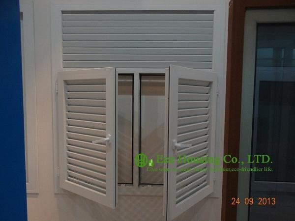White Color UPVC Shutter casement window For Residential Apartment,Vinyl Louvers Window