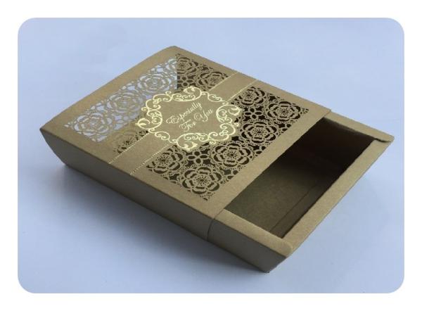 Square Lace Laser Cut Chocolate Paper Box  For Wedding Invitation