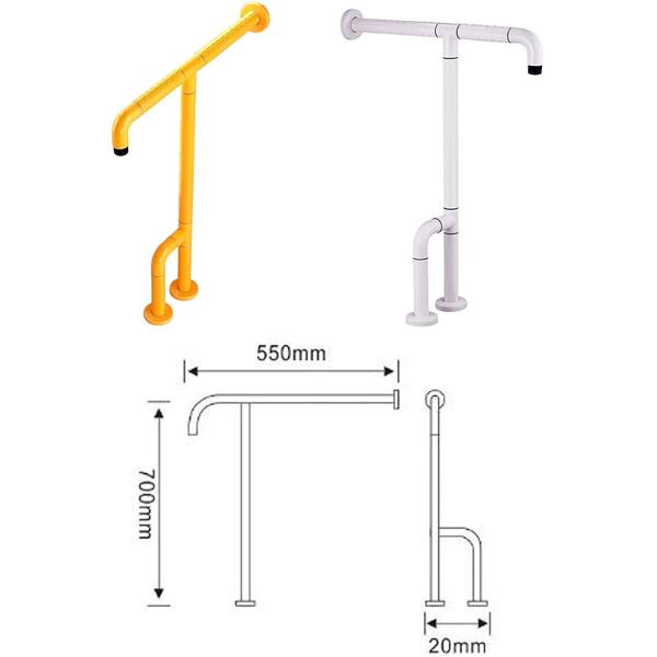 T Shaped Bathroom Toilet Grab Bars With Non Slip Particles Luminous Circles