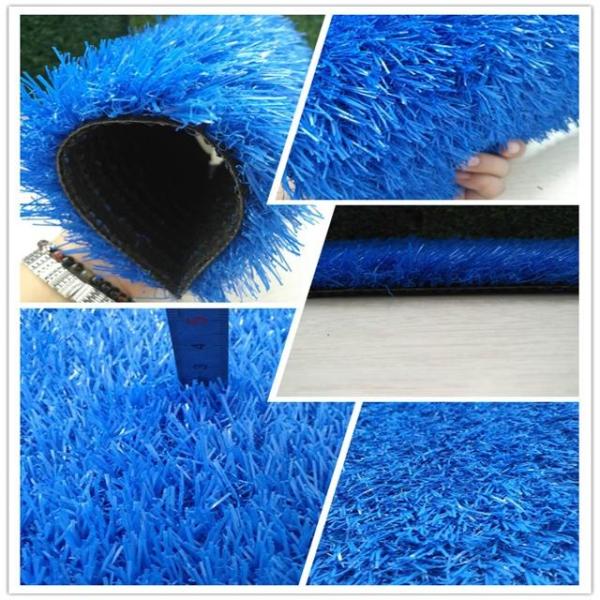 Safe Colorful Artificial Grass / Blue Yellow Purple Red Fake Grass Lawn